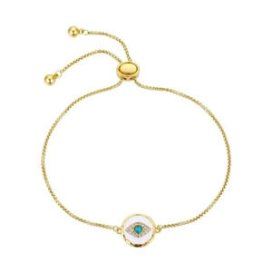 Eye UNWRITTEN Gold Plated Cubic Zirconia Coin Adjustable Bolo Bracelet,NWT